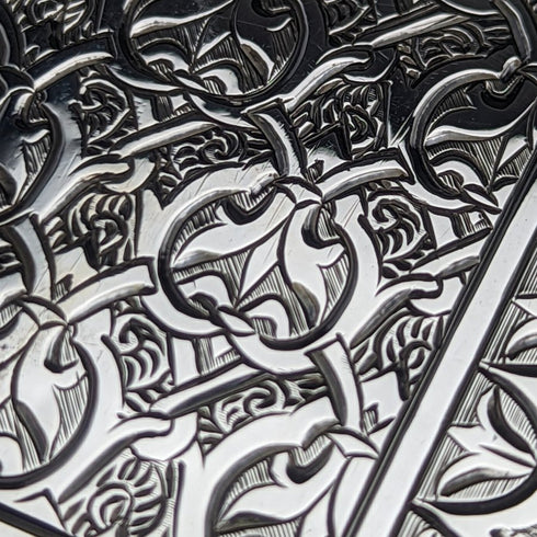 1870 British antique pure silver (925 silver) card case 60g Frederick Marson
